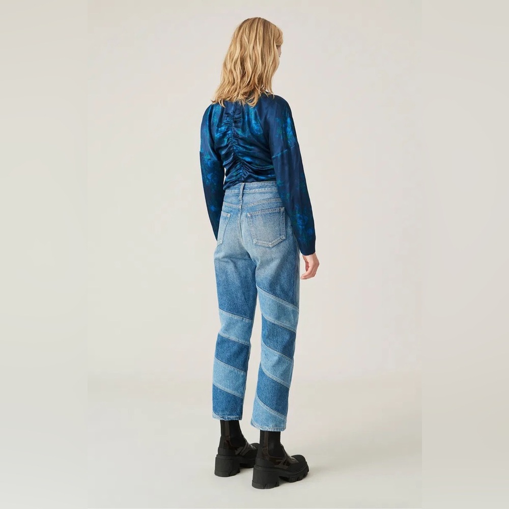 NWOT Ganni Cutline Core Misy Cropped Diagonal  Straight Leg Jeans size 30